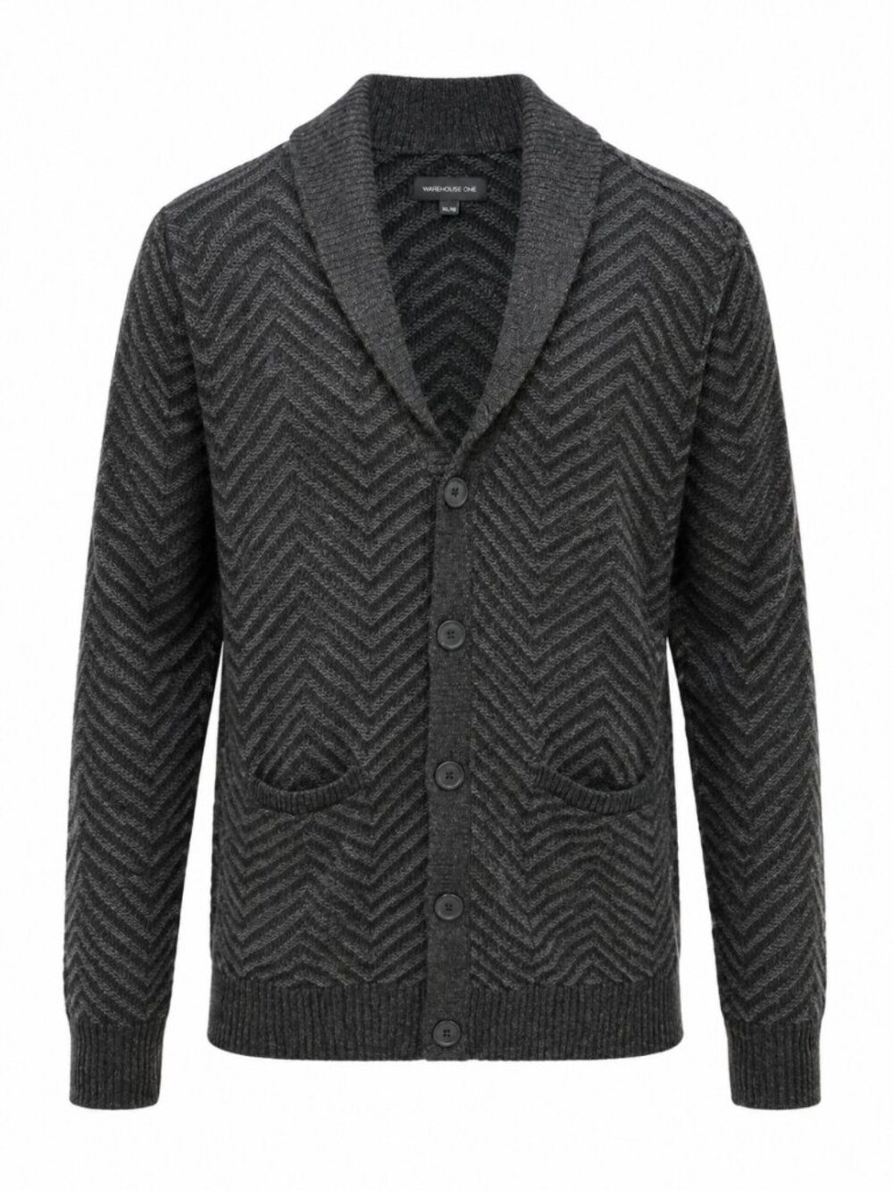 Charcoal Chevron Shawl Collar Cardigan Men's XL Warehouse One